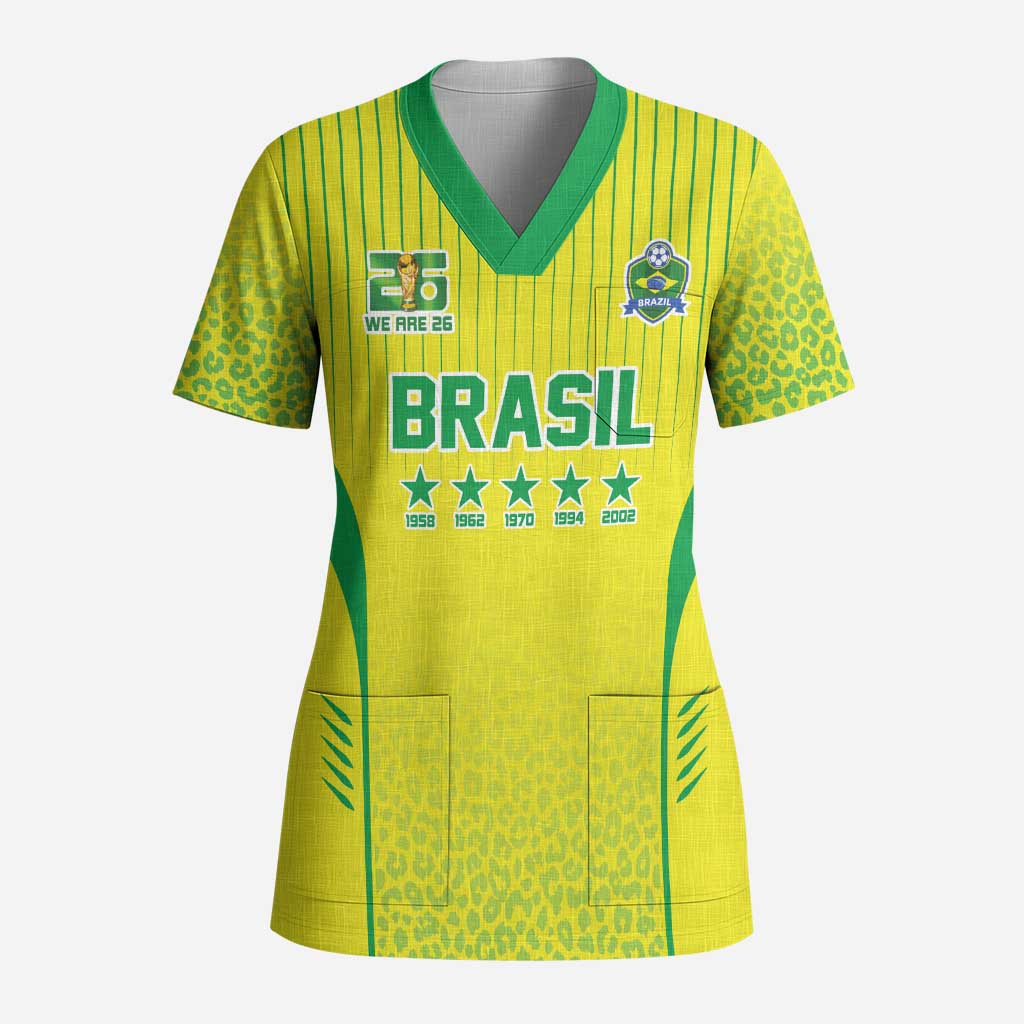 Custom Brazil World Football Legacy Scrub Top 5 Times History Champions - Wonder Print Shop