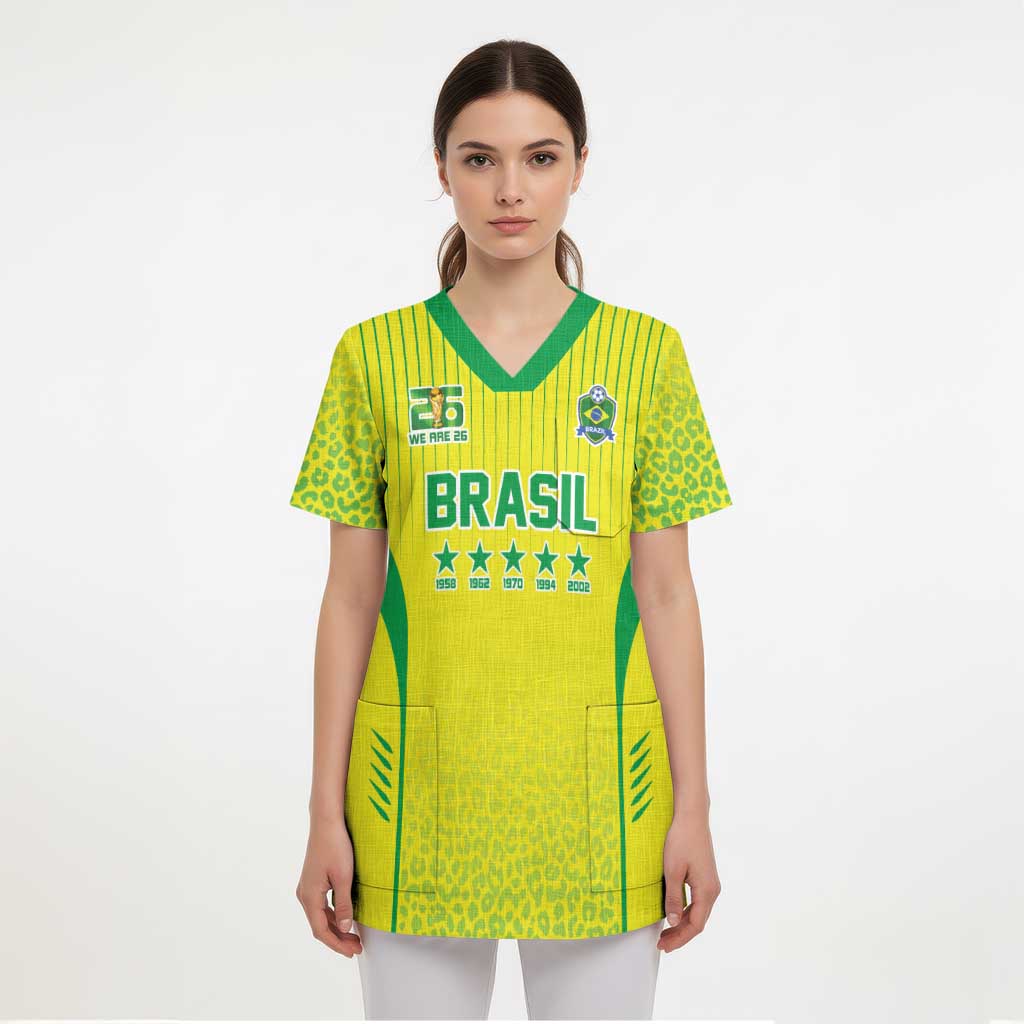 Custom Brazil World Football Legacy Scrub Top 5 Times History Champions - Wonder Print Shop