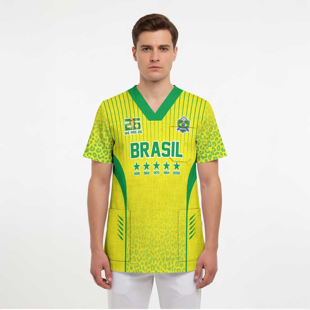 Custom Brazil World Football Legacy Scrub Top 5 Times History Champions - Wonder Print Shop