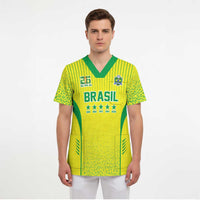 Custom Brazil World Football Legacy Scrub Top 5 Times History Champions - Wonder Print Shop