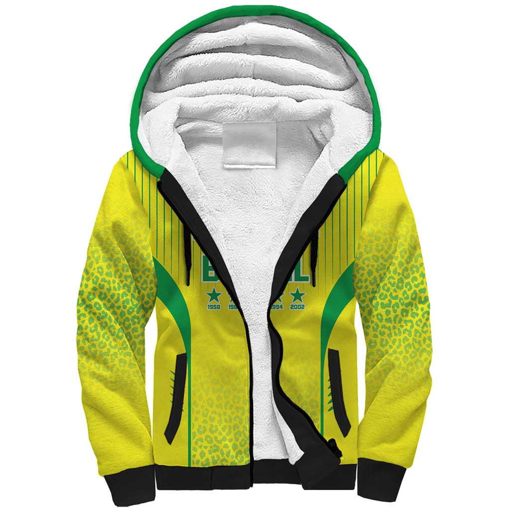 Custom Brazil World Football Legacy Sherpa Hoodie 5 Times History Champions - Wonder Print Shop