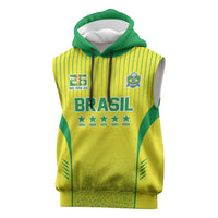 Custom Brazil World Football Legacy Sleeveless Hoodie 5 Times History Champions - Wonder Print Shop