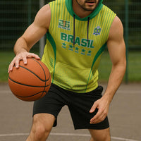 Custom Brazil World Football Legacy Sleeveless Hoodie 5 Times History Champions - Wonder Print Shop