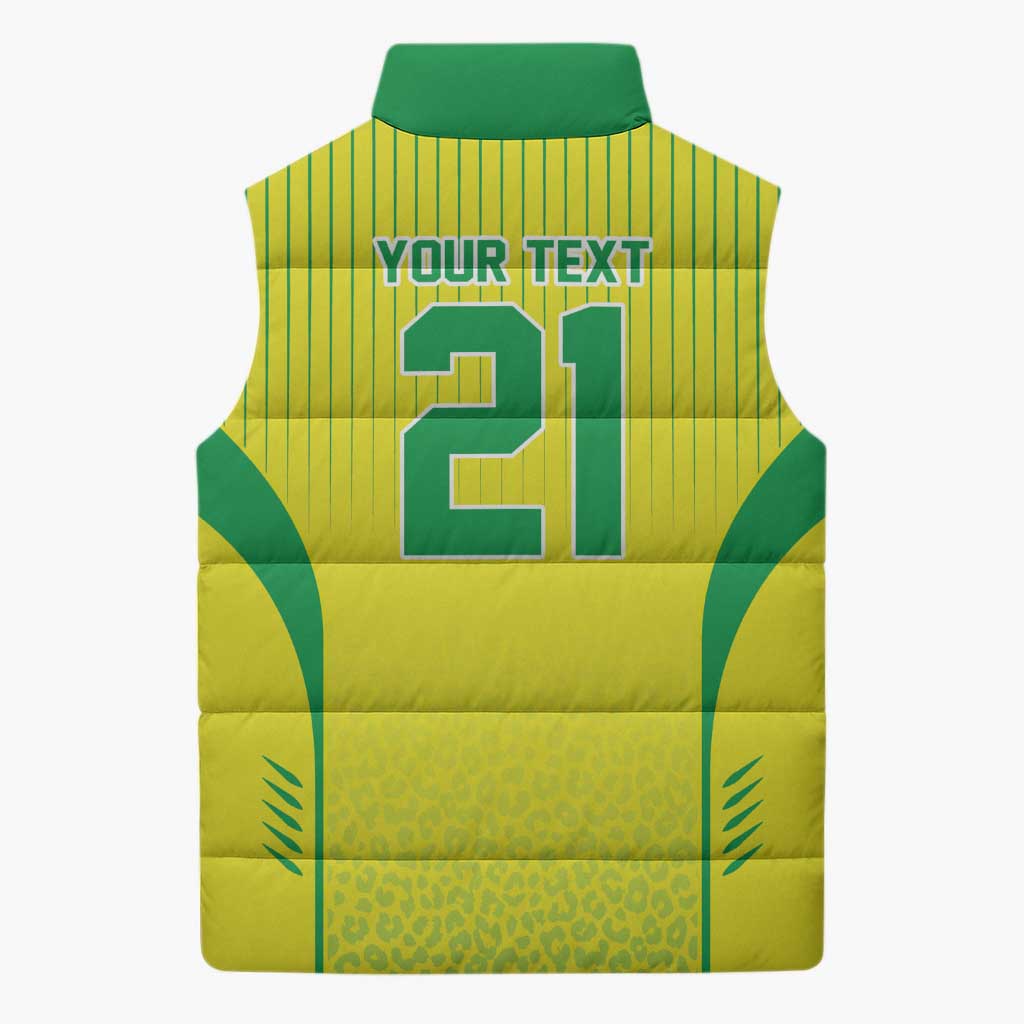 Custom Brazil World Football Legacy Sleeveless Puffer Jacket 5 Times History Champions - Wonder Print Shop