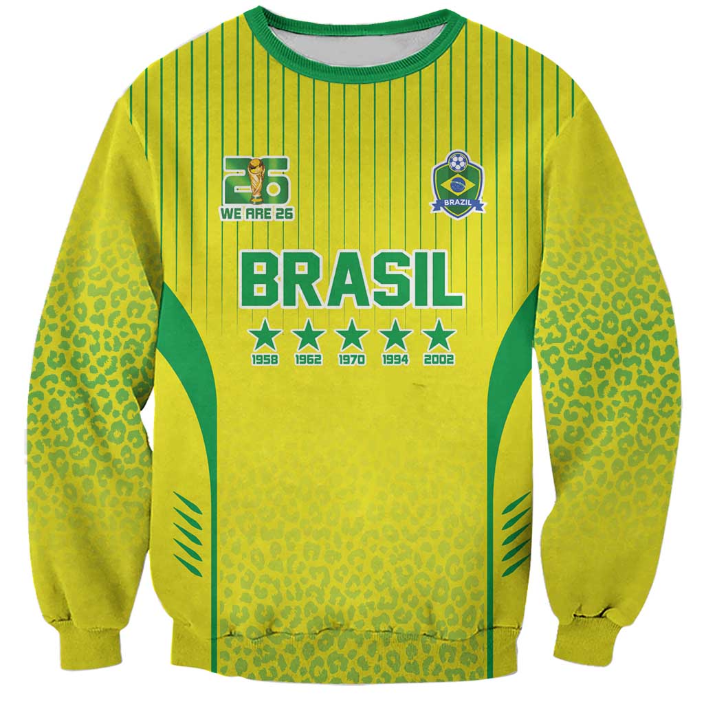 Custom Brazil World Football Legacy Sweatshirt 5 Times History Champions - Wonder Print Shop