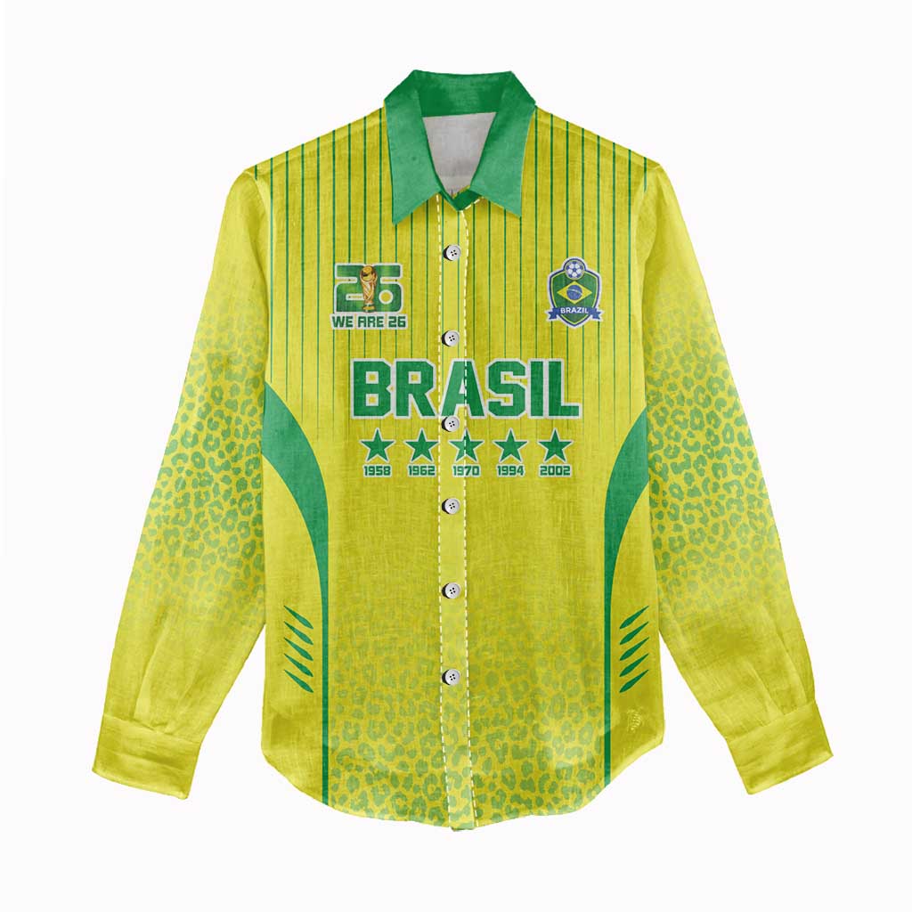 Custom Brazil World Football Legacy Women Casual Shirt 5 Times History Champions - Wonder Print Shop