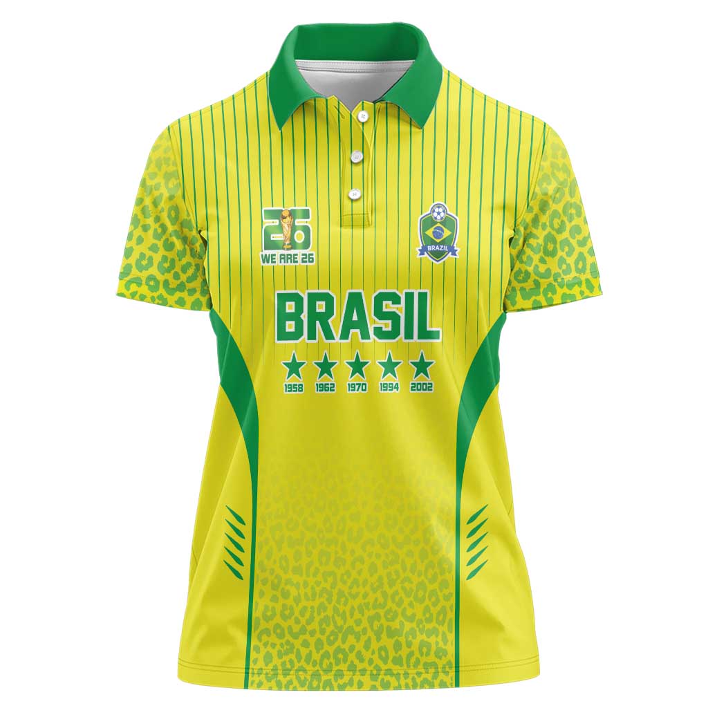Custom Brazil World Football Legacy Women Polo Shirt 5 Times History Champions - Wonder Print Shop