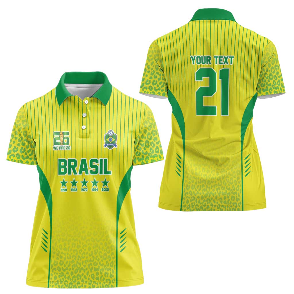 Custom Brazil World Football Legacy Women Polo Shirt 5 Times History Champions - Wonder Print Shop