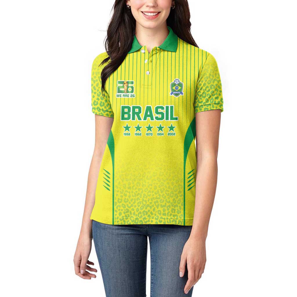 Custom Brazil World Football Legacy Women Polo Shirt 5 Times History Champions - Wonder Print Shop