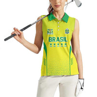 Custom Brazil World Football Legacy Women Sleeveless Polo Shirt 5 Times History Champions - Wonder Print Shop