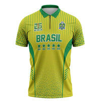 Custom Brazil World Football Legacy Zipper Polo Shirt 5 Times History Champions - Wonder Print Shop