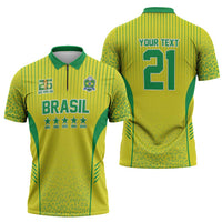 Custom Brazil World Football Legacy Zipper Polo Shirt 5 Times History Champions - Wonder Print Shop