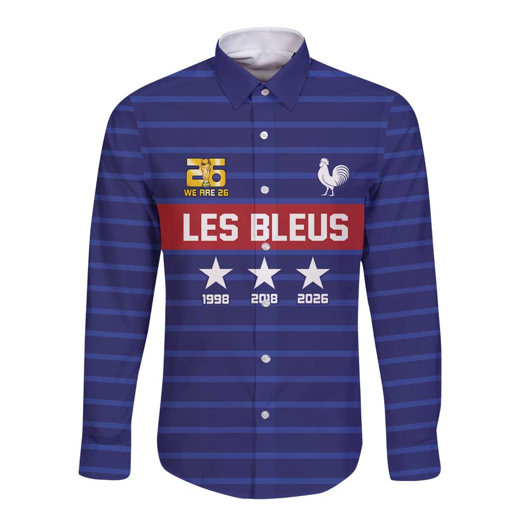 Custom France WC26 Future Champions Long Sleeve Button Shirt Past Champions Future Legends - Wonder Print Shop
