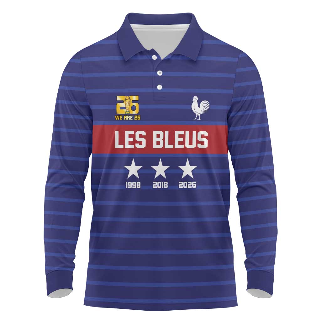 Custom France WC26 Future Champions Long Sleeve Polo Shirt Past Champions Future Legends - Wonder Print Shop