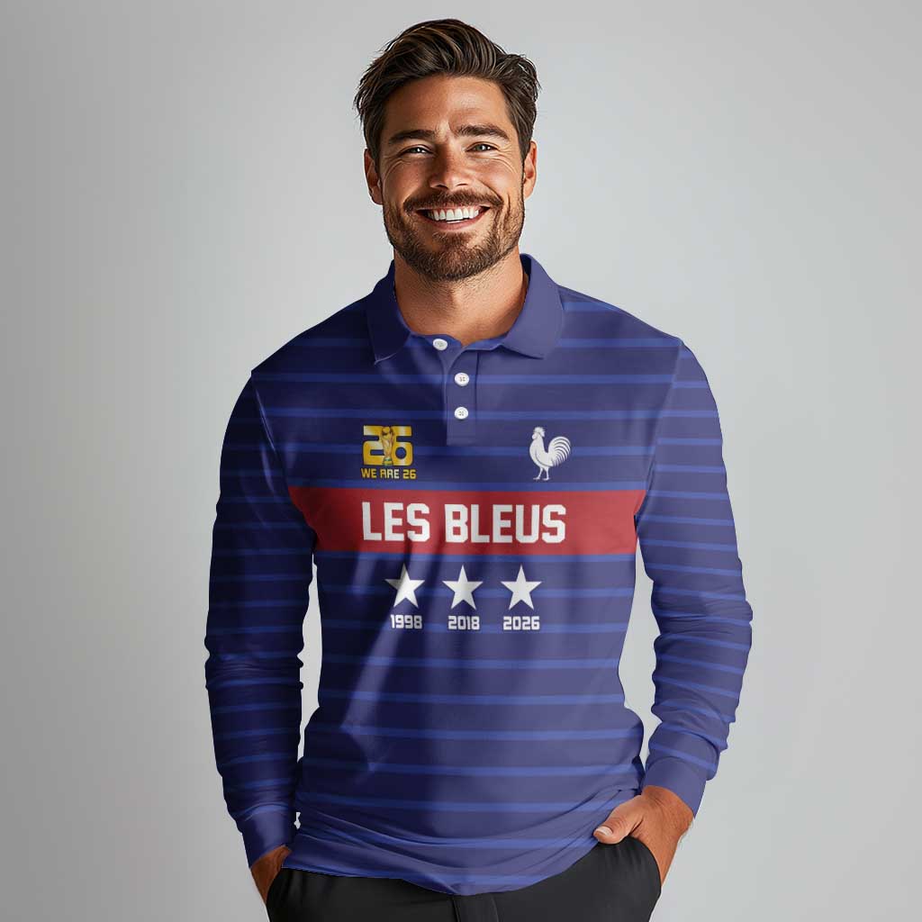 Custom France WC26 Future Champions Long Sleeve Polo Shirt Past Champions Future Legends - Wonder Print Shop
