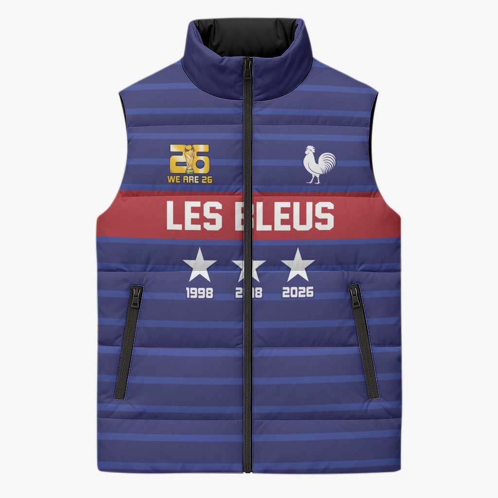 Custom France WC26 Future Champions Sleeveless Puffer Jacket Past Champions Future Legends - Wonder Print Shop
