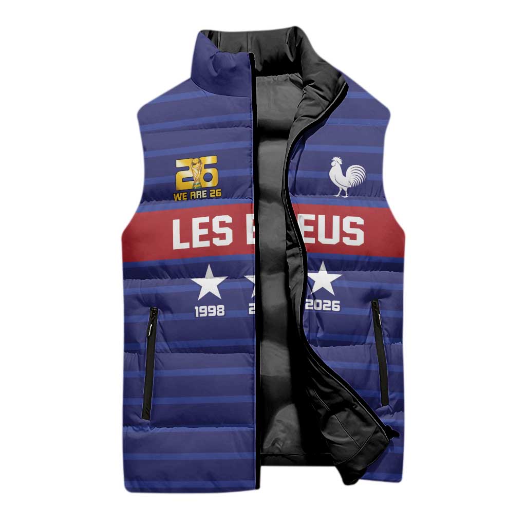 Custom France WC26 Future Champions Sleeveless Puffer Jacket Past Champions Future Legends - Wonder Print Shop