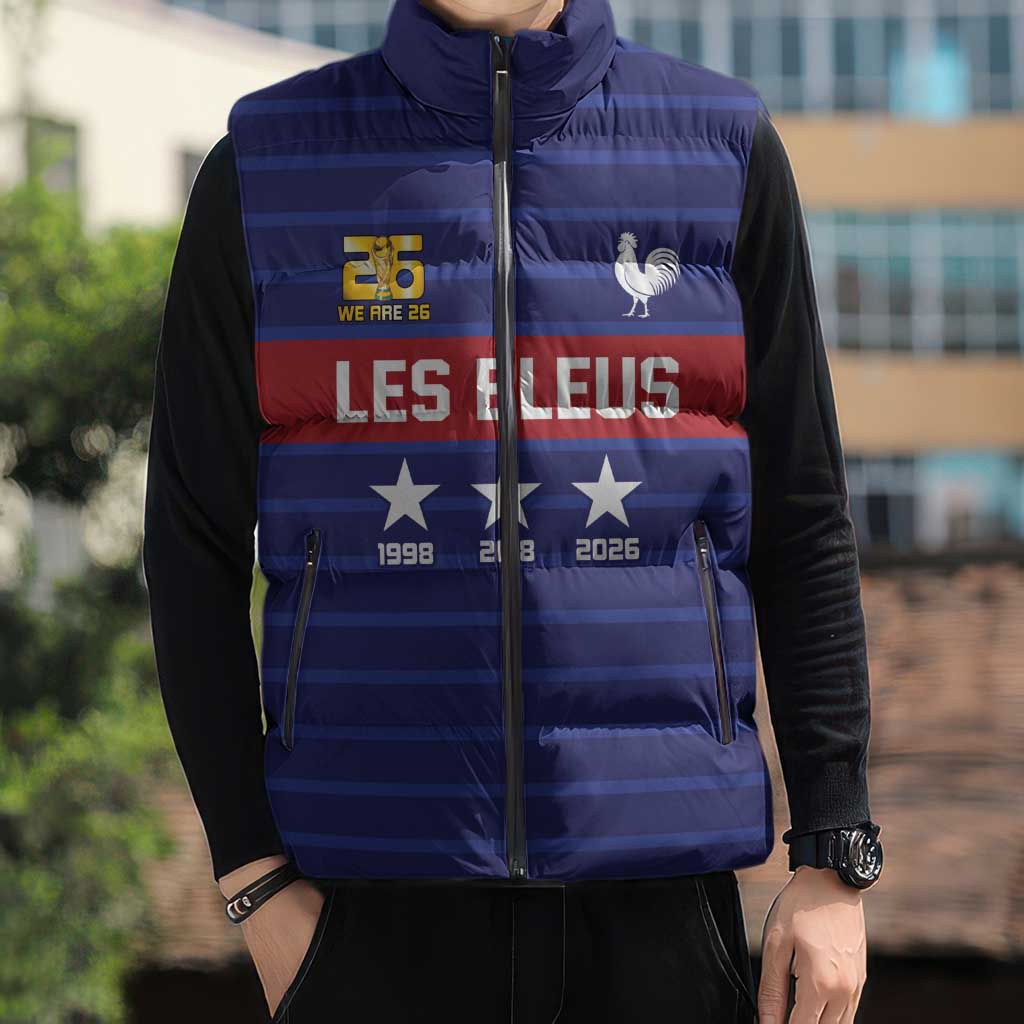 Custom France WC26 Future Champions Sleeveless Puffer Jacket Past Champions Future Legends - Wonder Print Shop