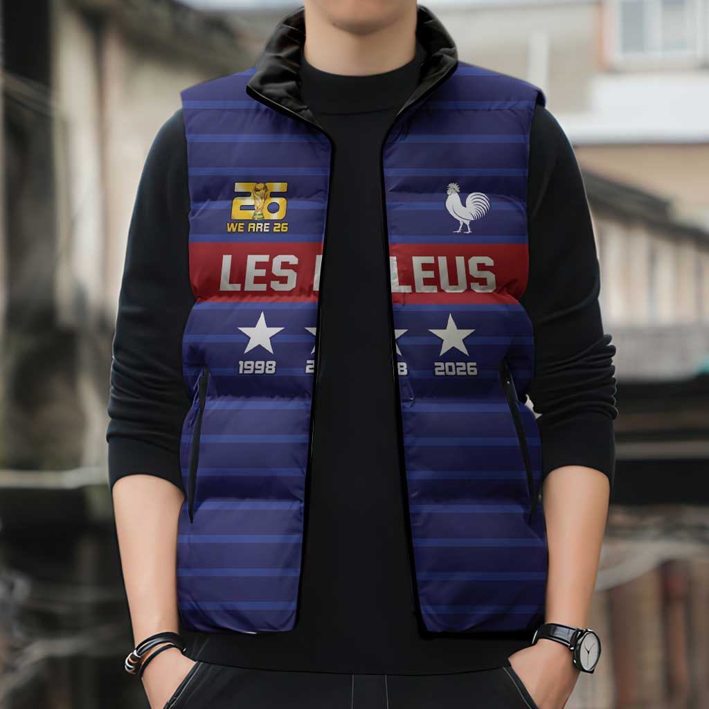 Custom France WC26 Future Champions Sleeveless Puffer Jacket Past Champions Future Legends - Wonder Print Shop