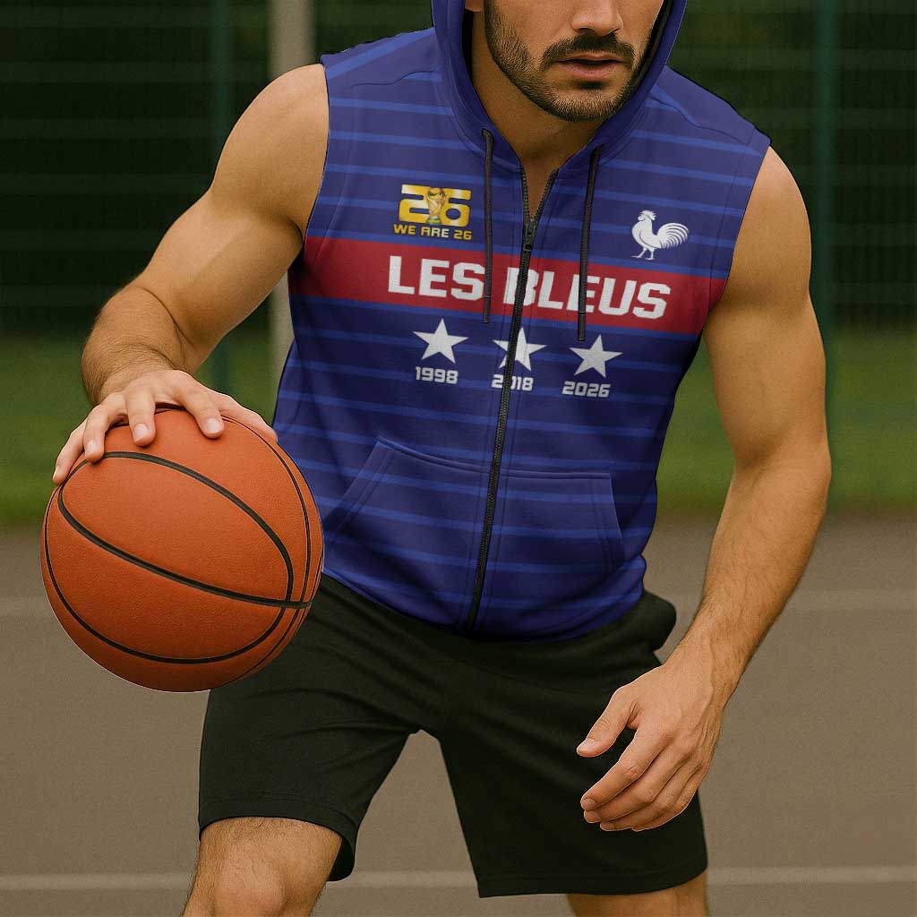Custom France WC26 Future Champions Sleeveless Zip Hoodie Past Champions Future Legends - Wonder Print Shop