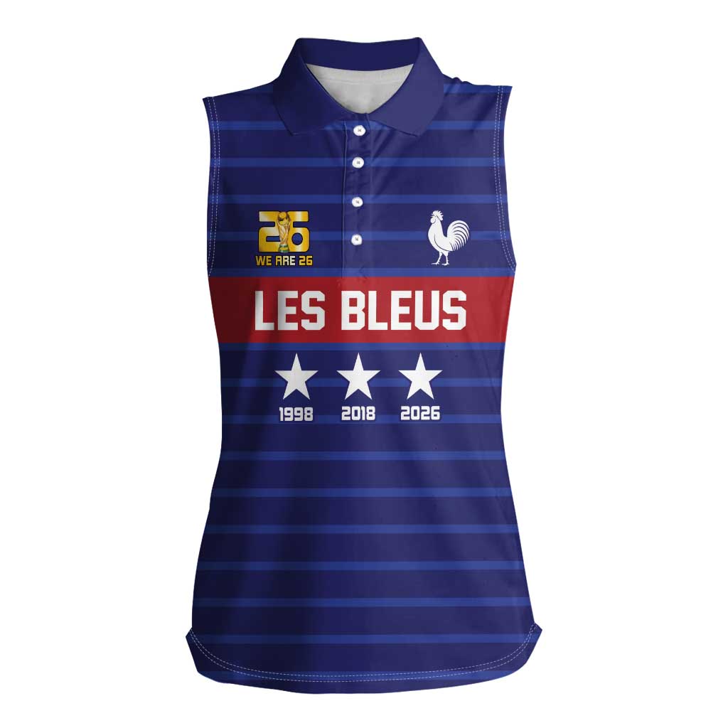 Custom France WC26 Future Champions Women Sleeveless Polo Shirt Past Champions Future Legends - Wonder Print Shop