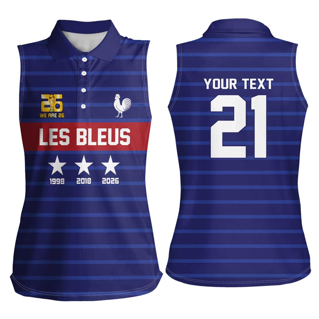 Custom France WC26 Future Champions Women Sleeveless Polo Shirt Past Champions Future Legends - Wonder Print Shop