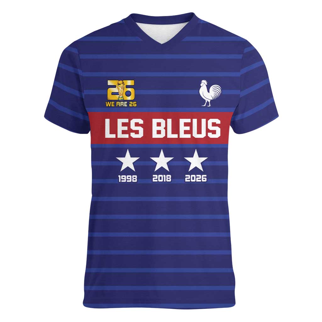 Custom France WC26 Future Champions Women V-Neck T-Shirt Past Champions Future Legends - Wonder Print Shop