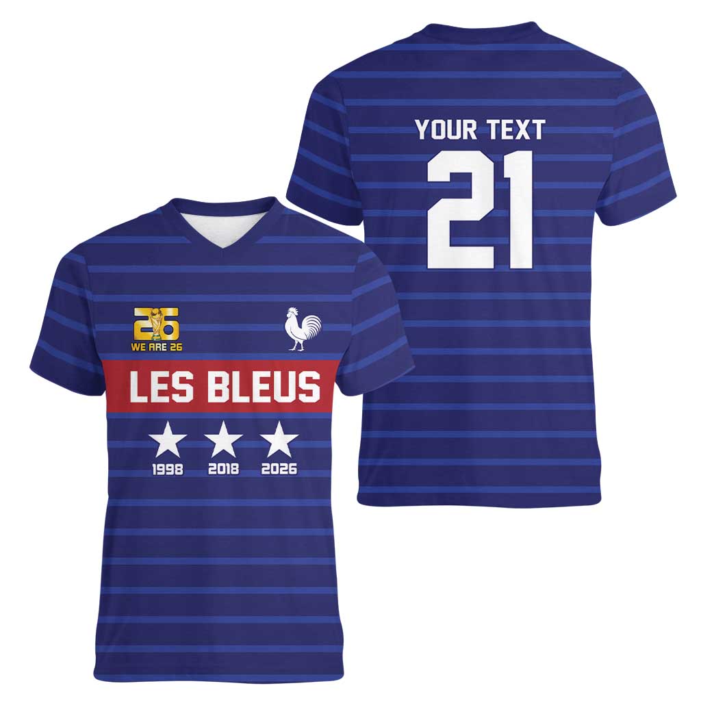 Custom France WC26 Future Champions Women V-Neck T-Shirt Past Champions Future Legends - Wonder Print Shop