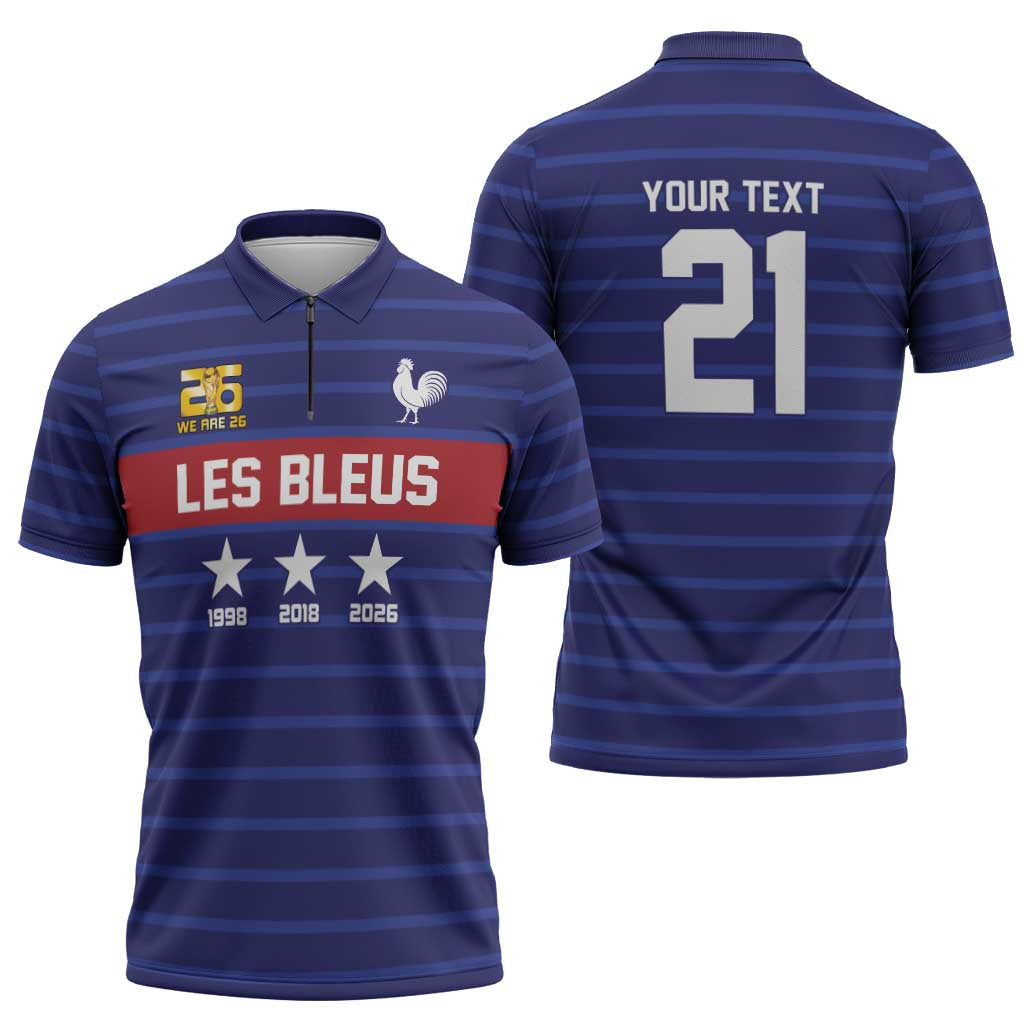 Custom France WC26 Future Champions Zipper Polo Shirt Past Champions Future Legends - Wonder Print Shop