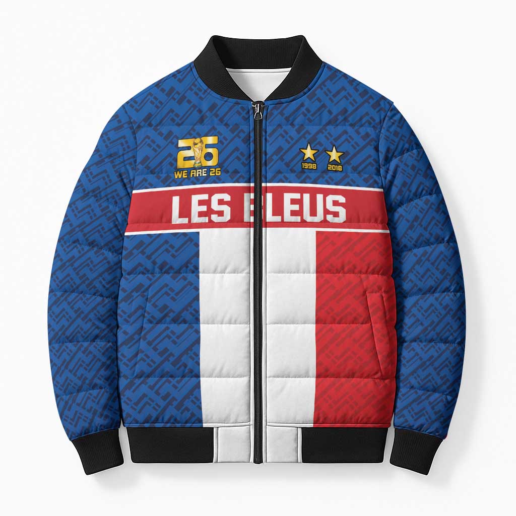 Custom France World Football Legacy Bomber Puffer Jacket 2 Times History Champions - Wonder Print Shop