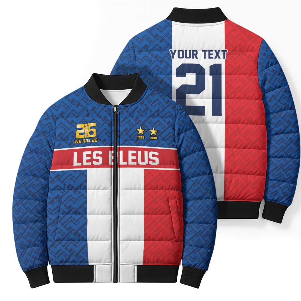 Custom France World Football Legacy Bomber Puffer Jacket 2 Times History Champions - Wonder Print Shop