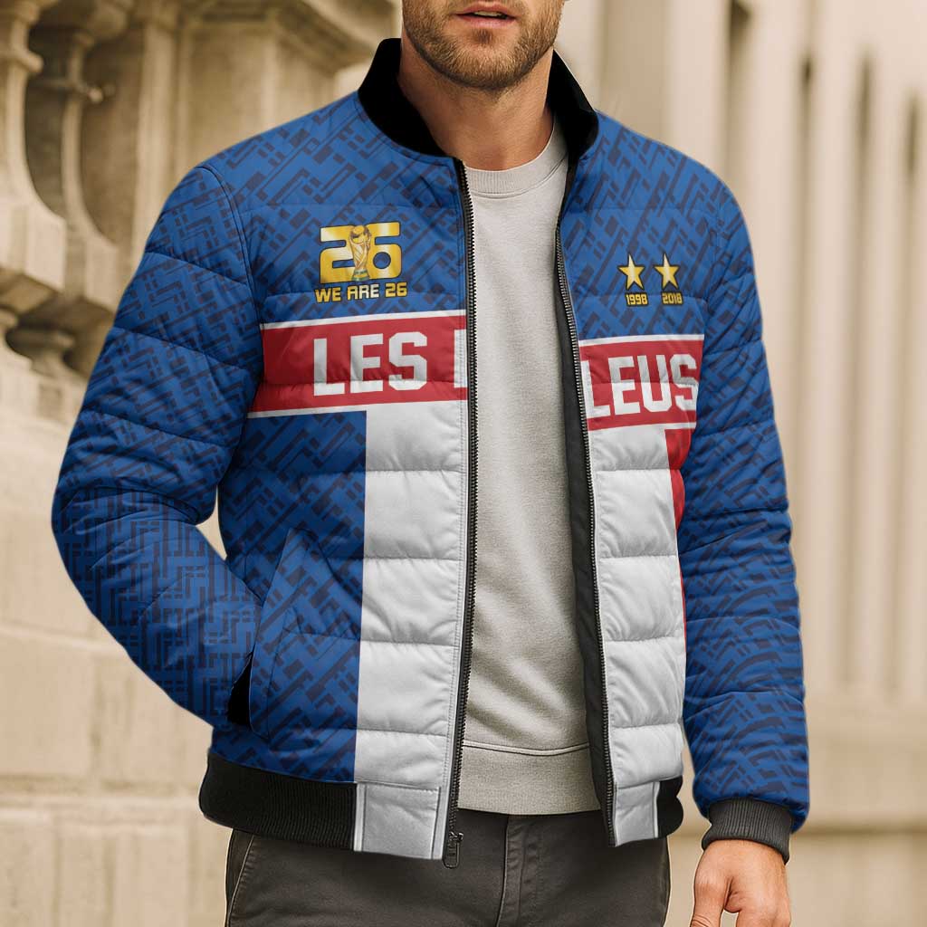 Custom France World Football Legacy Bomber Puffer Jacket 2 Times History Champions - Wonder Print Shop