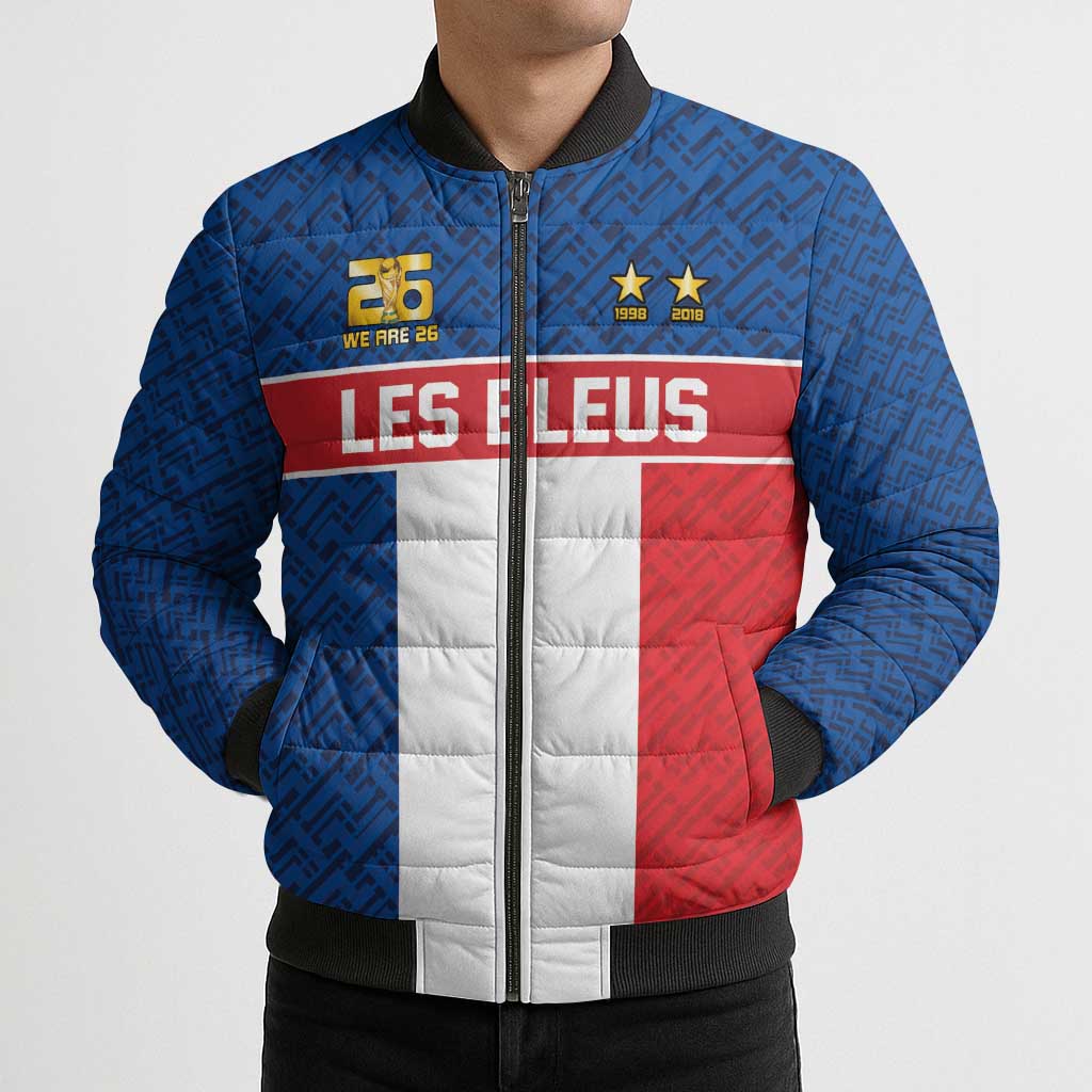 Custom France World Football Legacy Bomber Puffer Jacket 2 Times History Champions - Wonder Print Shop