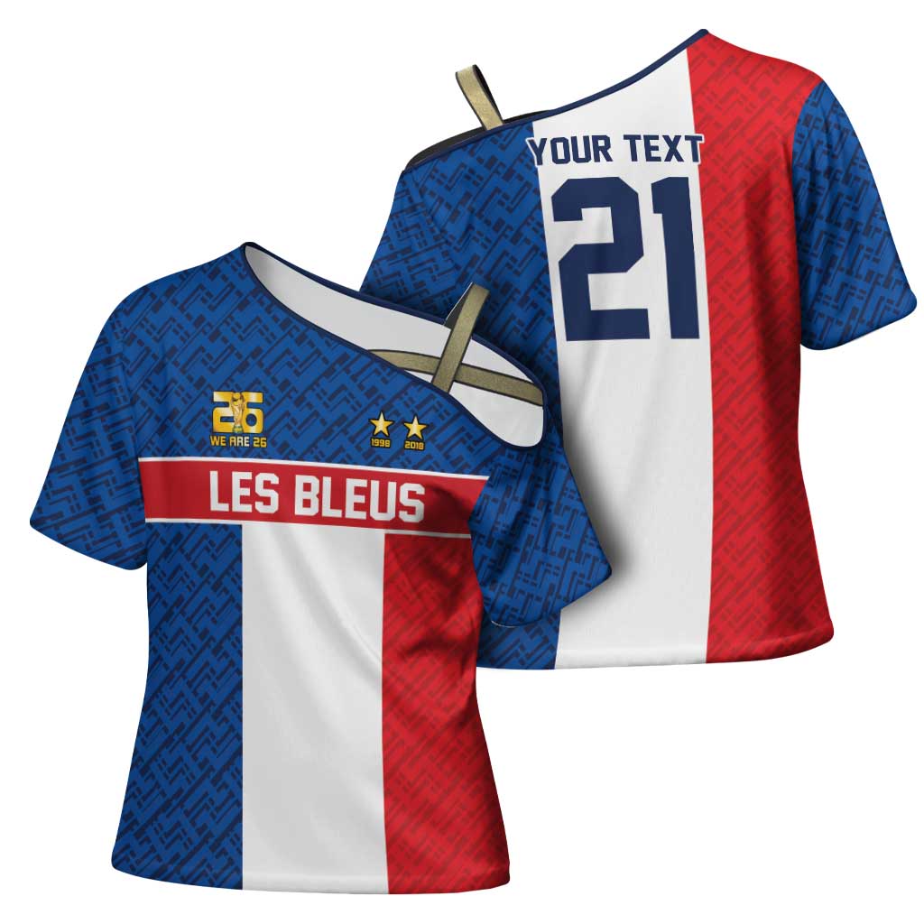 Custom France World Football Legacy Cross Shoulder Shirt 2 Times History Champions - Wonder Print Shop