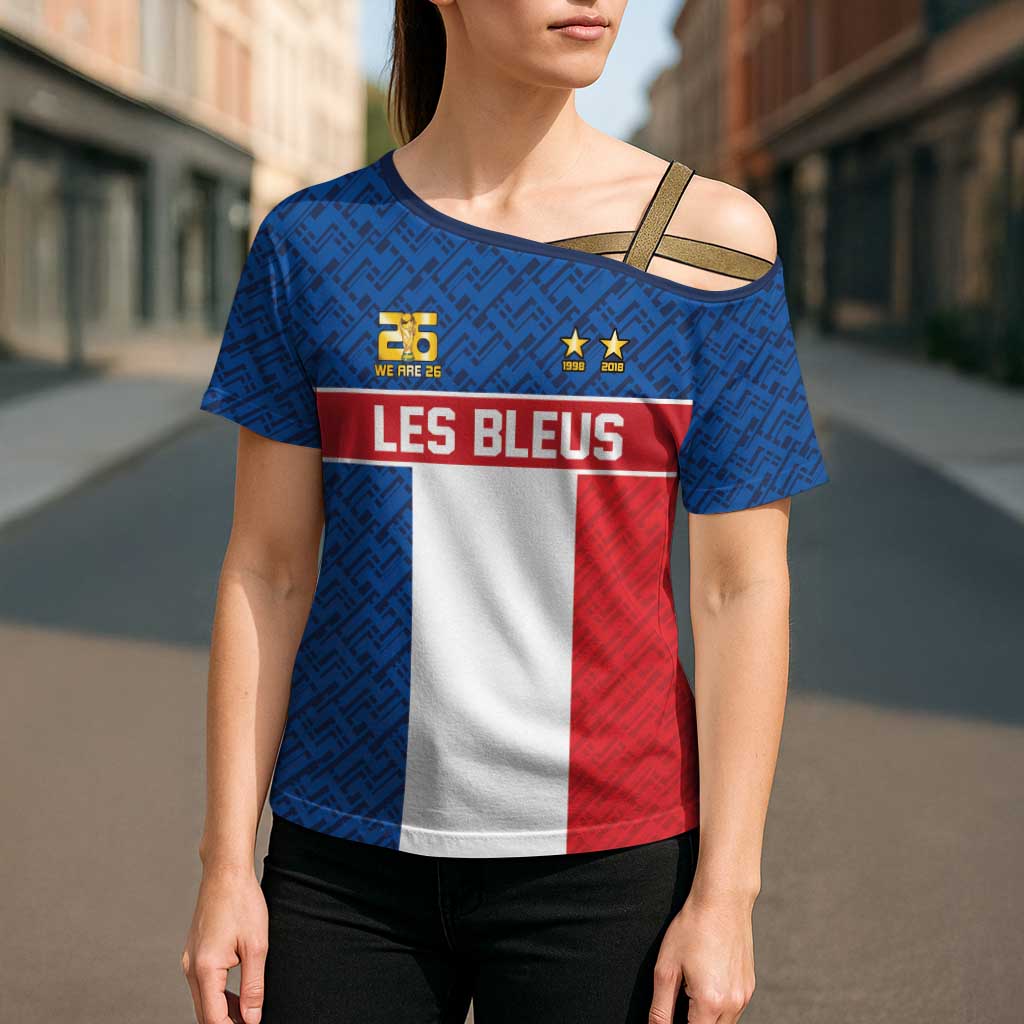 Custom France World Football Legacy Cross Shoulder Shirt 2 Times History Champions - Wonder Print Shop