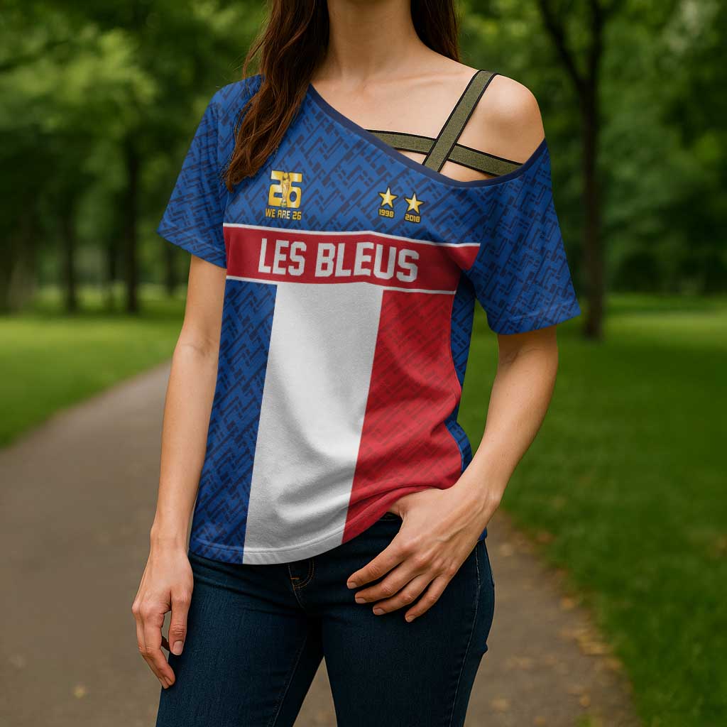 Custom France World Football Legacy Cross Shoulder Shirt 2 Times History Champions - Wonder Print Shop