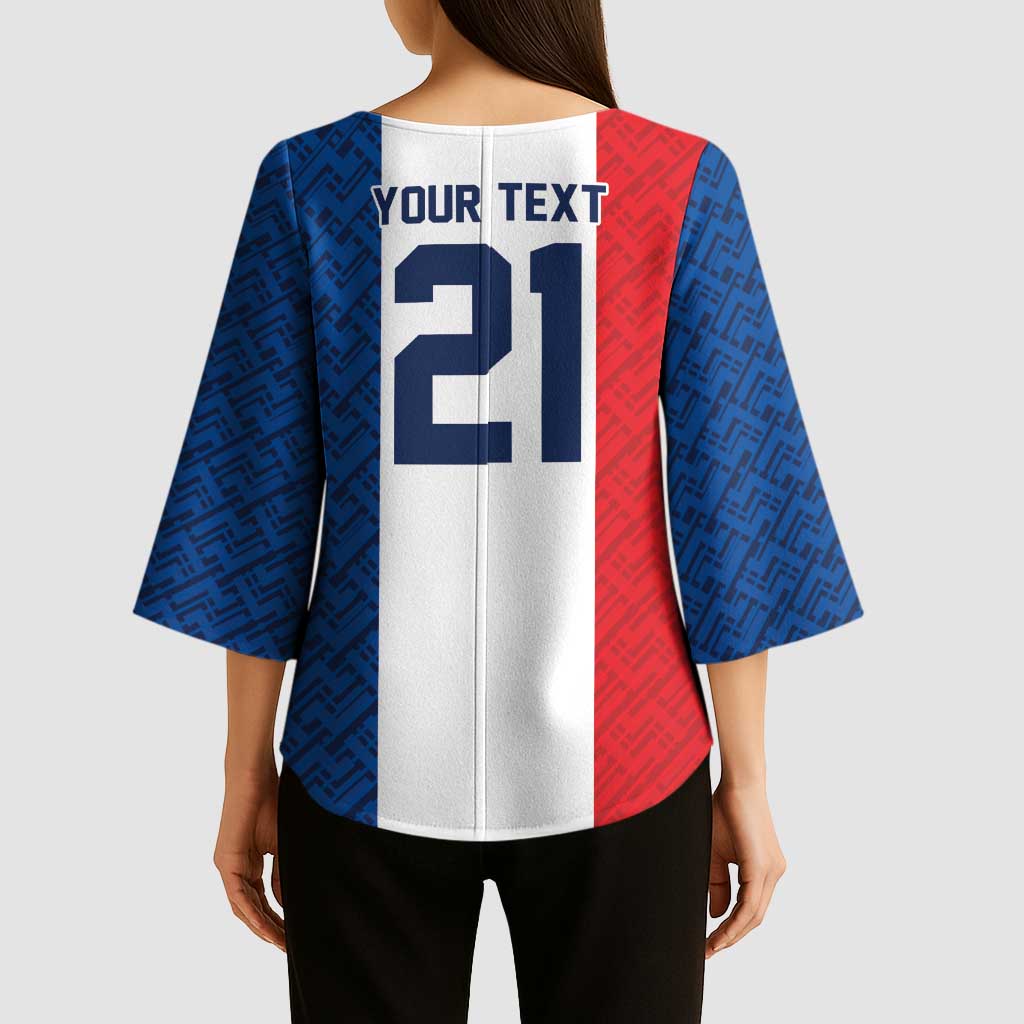 Custom France World Football Legacy Kimono Sleeve Blouse 2 Times History Champions - Wonder Print Shop