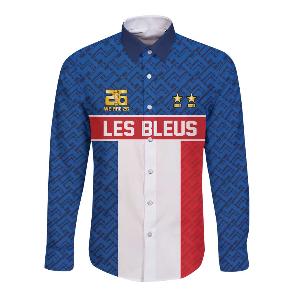 Custom France World Football Legacy Long Sleeve Button Shirt 2 Times History Champions - Wonder Print Shop
