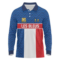 Custom France World Football Legacy Long Sleeve Polo Shirt 2 Times History Champions - Wonder Print Shop
