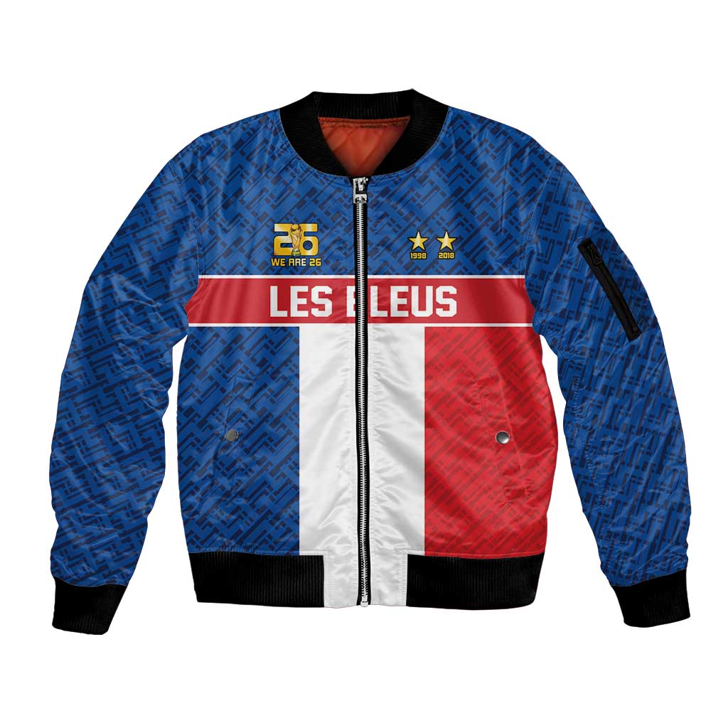 Custom France World Football Legacy Sleeve Zip Bomber Jacket 2 Times History Champions - Wonder Print Shop