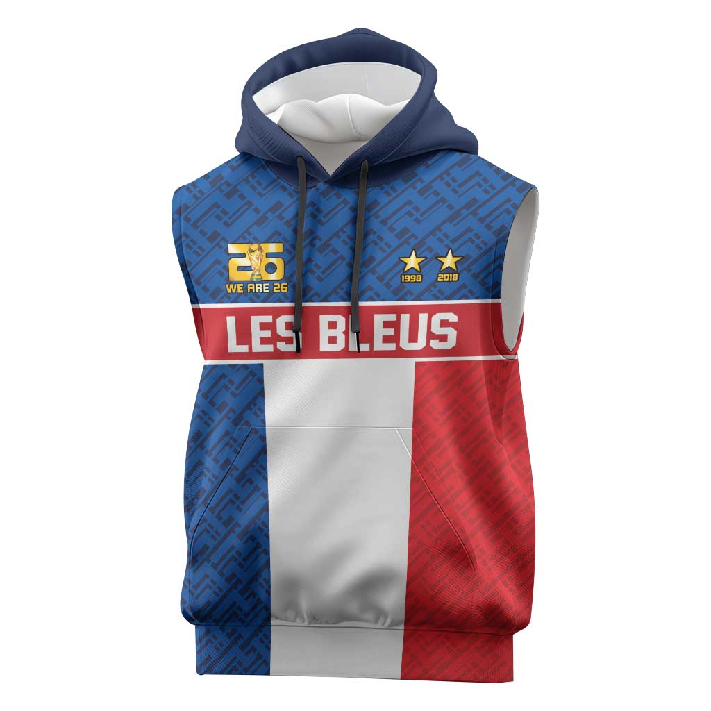Custom France World Football Legacy Sleeveless Hoodie 2 Times History Champions - Wonder Print Shop