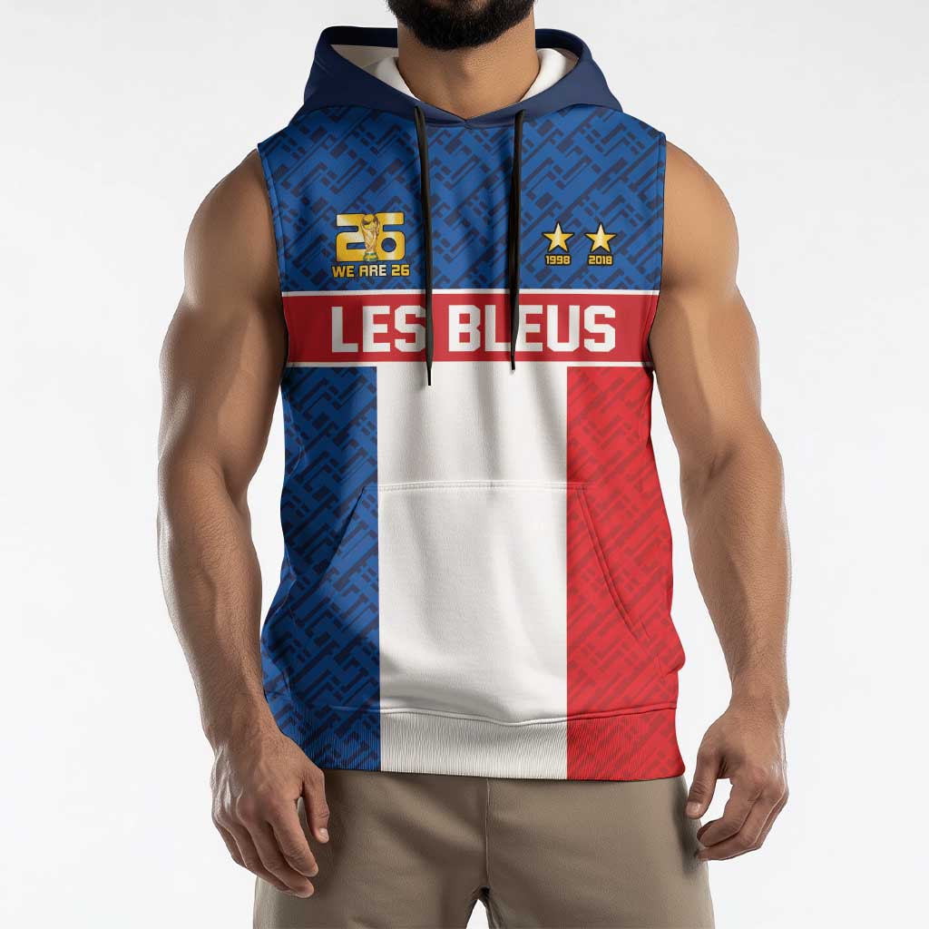 Custom France World Football Legacy Sleeveless Hoodie 2 Times History Champions - Wonder Print Shop