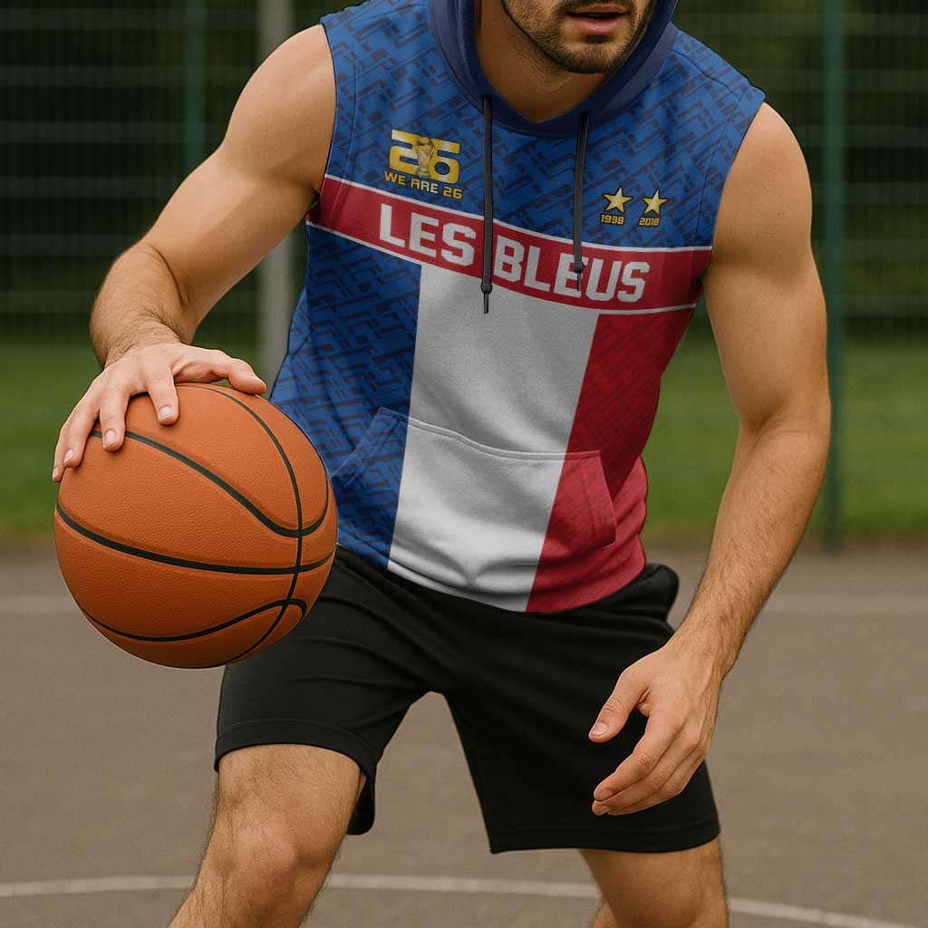 Custom France World Football Legacy Sleeveless Hoodie 2 Times History Champions - Wonder Print Shop