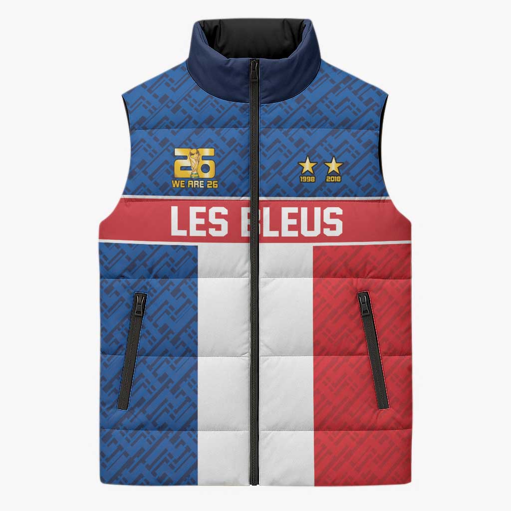 Custom France World Football Legacy Sleeveless Puffer Jacket 2 Times History Champions - Wonder Print Shop