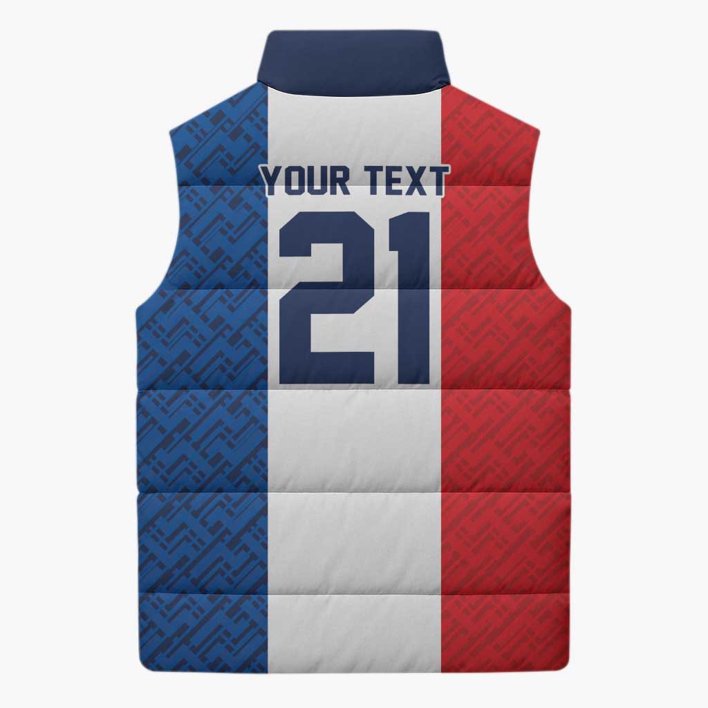 Custom France World Football Legacy Sleeveless Puffer Jacket 2 Times History Champions - Wonder Print Shop