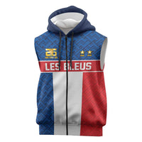 Custom France World Football Legacy Sleeveless Zip Hoodie 2 Times History Champions - Wonder Print Shop
