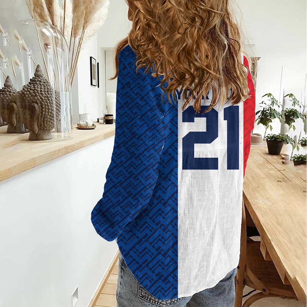 Custom France World Football Legacy Women Casual Shirt 2 Times History Champions - Wonder Print Shop