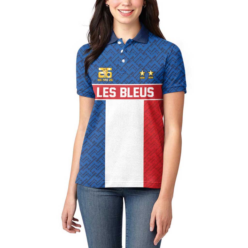 Custom France World Football Legacy Women Polo Shirt 2 Times History Champions - Wonder Print Shop