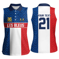 Custom France World Football Legacy Women Sleeveless Polo Shirt 2 Times History Champions - Wonder Print Shop