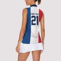 Custom France World Football Legacy Women Sleeveless Polo Shirt 2 Times History Champions - Wonder Print Shop